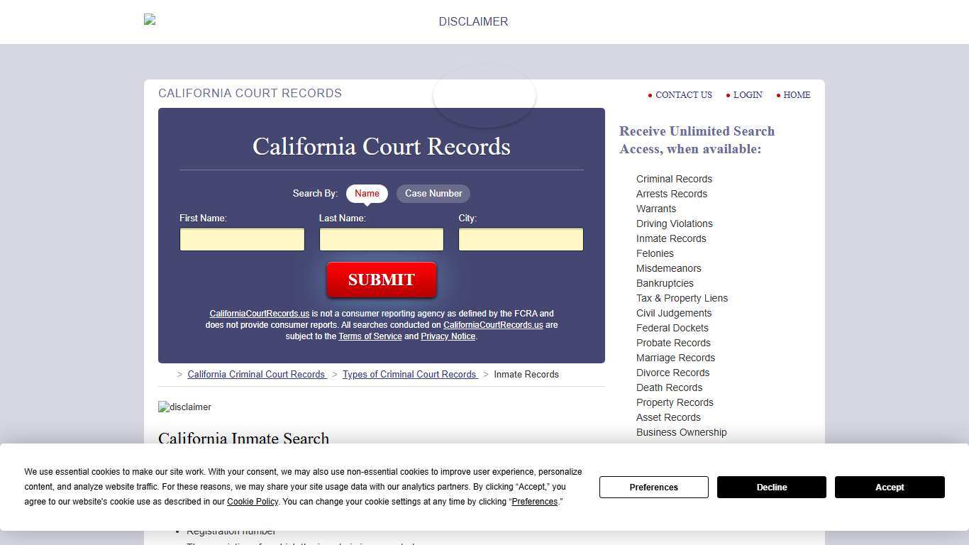 California Inmate Search | CaliforniaCourtRecords.us
